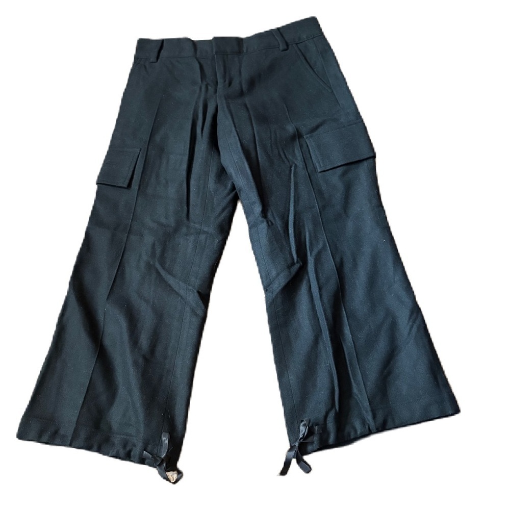 Banana Republic Martin Wool Cargo Pants Sz 0 Hem Tie Black Vintage Y2K
